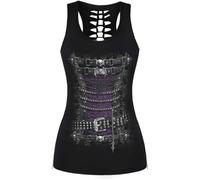 Generisch Yoga Vest with Cut-Out Print for Women | Sporty Tank Top for Training Fitness | Stylish Workout Clothes for Women, black, M