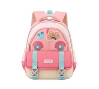 Generisch Young Girls Toddler Backpack, Cute Cartoon Car Design Preschool Backpack, Large Capacity Waterproof Nylon Kids Backpack with Adjustable Shoulder Strap, pink, L, Classic