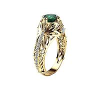 Generisch Zirconium Ring Golden Bridal Rhinestone Modern Rings Green Ring The Rings Soundtrack, 7, Metal, No Gemstone