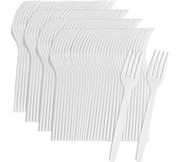 Generisk 50 White Plastic Forks Strong Heavy Duty White Plastic Forks, Reusable and Washable Forks Perfect for Parties, Tableware and Dinnerware,Reusable Forks