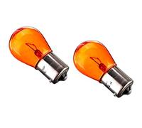 Generisk Amber Glass Car Stop Rear Break Light Bulb, Car Lights Rear Tail Light Off Set Pin Amber Single Filament BA15s 382 P21/5W,12V 21/5W,1 Pair Brake Light Bulb