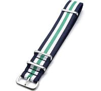 Generisk Navy Blue-White-Green 18mm Infantry Military MoD NATO Nylon Fabric G10 Watch Strap Band Black Plated Steel Buckle
