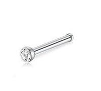 Generisk Sterling Straight Nose Stud with Diamond Surgical Steel Silver Nose Studs Nose Screw 0.8mm Thickness with 8mm Diameter,Nice Nose Ring