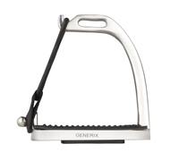 GENERIX Horse Riding Safety Stirrups - Lightweight Anti-Slip Metal English Stirrups for Adults - Durable Silver Design with Black Accents - Comfortable Foot Support + 2 Free Accent Bands (5.25")