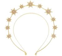Generse Halo Crown Headband Star Rhinestone Hair Band Goddess Halo Crown Costume Wedding Headpiece for Women and Girls 1Pcs (Gold)