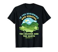 Genesis 1:1 in The Beginning GOD Created - Kids Faith Verse Value Graphic T-Shirt