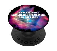 Genesis 1 In The Beginning GOD Created - Galaxy Nebula Faith PopSockets Adhesive PopGrip