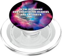 Genesis 1 In The Beginning GOD Created - Galaxy Nebula Faith PopSockets PopGrip for MagSafe