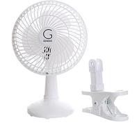 Genesis 6-Inch Clip Convertible Table-Top & Clip Fan Two Quiet Speeds - Ideal For The Home, Office, Dorm, More Off White