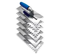 Genesis 7 Piece Interchangeable Stainless Steel Trowel Set 4,6,8,10, 10 Round, and Tiger. Left/Right Hand