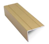 Genesis Aluminium 30mm X 20mm Stair Nosing Retro Fit Self Adhesive - Nas - Grooved - Matt Brass, 0.9M