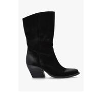 Genesis Black Leather Western Calf Boots - Black Leather / 36
