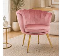 RayGar Genesis Flora Petal Back Chair In Velvet - Dusty Pink, Pink