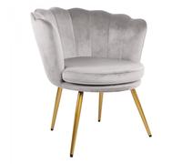 Genesis Flora Accent Chair with Petal Back Scallop Armchair in Velvet - Silver Grey