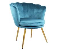 Genesis Flora Accent Chair with Petal Back Scallop Armchair in Velvet - Teal