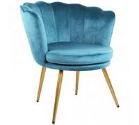 Genesis Flora Accent Chair With Petal Back Scallop Armchair In Velvet - Teal