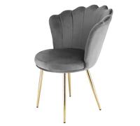 Genesis Freya Velvet Accent Chair Petal Back Plush Upholstered Modern Chair in Grey | Size: 1 Seater Genesis Grey 1 Seater