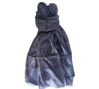 Genesis Imports Indian Om Mantra Hand Block Printed Scarf Prayer Shawl, Blue Grey, One Size
