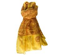 Genesis Imports Indian Om Mantra Hand Block Printed Scarf Prayer Shawl, Saffron, One Size