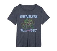 Genesis Invisible Touch Tour 1987 T-Shirt, Women's Plus, Heather Blue, 1X