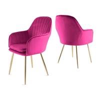 Genesis Muse Velvet Accent Chairs Pair Upholstered Modern Chairs with Backrest in Fuchsia | Size: 2 Pack Genesis Fuchsia 2 Pack