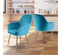 Genesis Pair Of Muse Accent Chairs In Velvet Upholstery - Teal