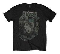 Genesis T Shirt Mad Hatter Distressed band Logo new Official Mens Black