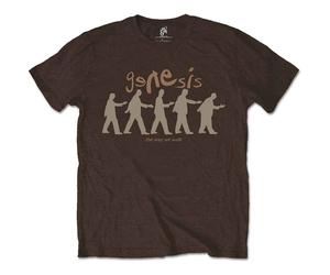 Genesis T Shirt The Way We Walk Group Shot Band Logo Official Mens New Brown