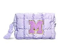 GenesisJoy Letter Makeup Bag,Personalized Preppy Cosmetic Bags for Women,Fluffy Soft Checkered Makeup Travel Bag, Cute Puffer Travel Toiletry Bag for Women,Travel Bag for Toiletries, Gift for Women