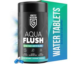 GENETEX Aqua Flush Water Balance Tablets, Detox Colon Cleanse, Water Support, Bloating, Cystitis and UTI Relief, Restore Electrolytes x 60 Capsules