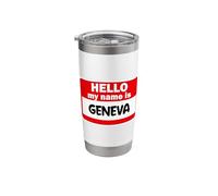 Geneva Hello Hi My Name is Tshirt Name On Custom Stainless Steel Insulated Tumbler
