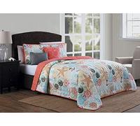 Geneva Home Fashion 5-Piece Quilt Set, Coral, Queen