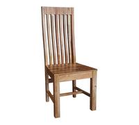 Geneva Long Back Solid Seat Chair (Set of 2) - Mango Wood - Light Finish Jaipur Furniture Ltd Brown One Size