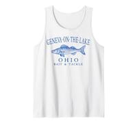 Geneva-On-The-Lake Ohio Walleye Fishing Blue Letters Tank Top