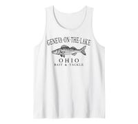 Geneva-On-The-Lake Ohio Walleye Fishing Retro Black Letters Tank Top