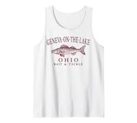 Geneva-On-The-Lake Ohio Walleye Fishing Town Maroon Letters Tank Top