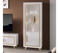 geneva right hand gloss display cabinet in white gold with led