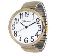 Geneva Super Large Stretch Watch Clear Number Easy Read (Two Tone), Two Tone, 1 Count (Pack of 1), Modern