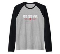 Geneva Switzerland 70s 80s Retro Type Graphic Raglan Baseball Tee