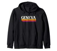 Geneva Switzerland Retro Graphic Zip Hoodie