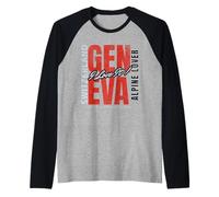 Geneva Switzerland Travel Gift Graphic Design Raglan Baseball Tee