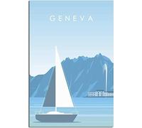 Geneva Vintage Travel Poster Retro Wall Art Canvas Poster Art Print Room Decor Home Decor Unframed 40x60cm