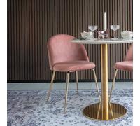 Geneve Dining Chair - Set of 2 - Rose - Velvet Fabric - Gold Legs