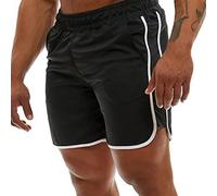 Genfien Men's Black Running Shorts with Pockets, Quick Drying, Breathable, Fitted, Low Rise, Spring-Summer, Adult, Men, S