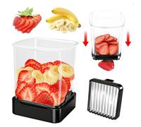 GENGCANG Fruit Slicer Cup for Strawberry, Banana, Hard-Boiled Egg - Detachable Cutter with Push Plate - Rapid & Safe Slicing Kitchen Gadget for Quick Meal Prep (Black)