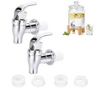GengHeXIN 2Pcs Push-Style Beverage Dispenser Spigots, ABS Replacement Taps | 2-pack silver-plated ABS beverage spigots with leak-proof gaskets, easy to install for various drinks & occasions