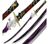 Genghin Impact Replica Foam Swords Cosplay Halloween Mistsplitter Beelzebul Baal's Costume PU (Raiden Shogun)