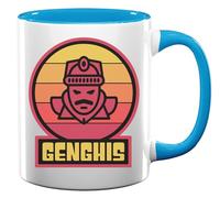 Genghis Khan Khagan of The Mongol Empire Minimalist Art Ceramic Tea Coffee Mug Light Blue
