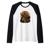 Genghis Khan Mounted Warrior History Fan Mongol Mongolian Raglan Baseball Tee