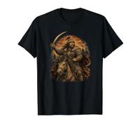 Genghis Khan Mounted Warrior History Fan Mongol Mongolian Value Graphic T-Shirt, Men, Black, XL